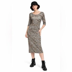 Talbots neutral Leopard Print bodycon Dress Size Medium